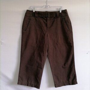 Sonoma Life + Style Womens Brown High Rise Corduroy Straight Capri Pants Size 16